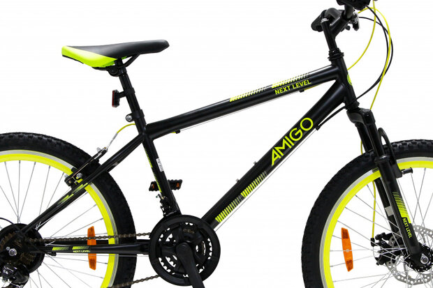 Next Level 24 Inch 39 cm Junior 21V V-Brakes Zwart/Geel