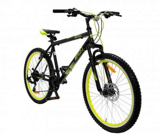 Next Level 26 Inch 47 cm Unisex 21V V-Brakes Zwart/Geel