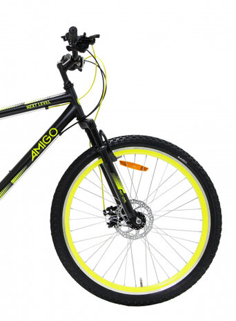 Next Level 26 Inch 47 cm Unisex 21V V-Brakes Zwart/Geel