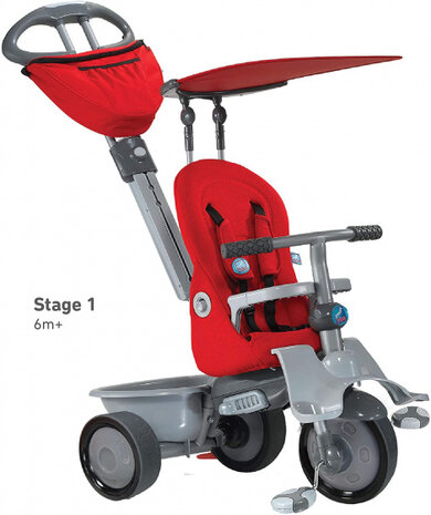 4-in-1-driewieler Recliner Junior Rood/Grijs