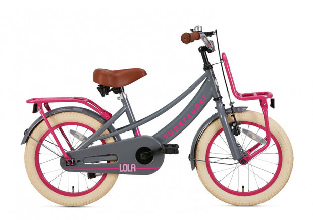 Lola 16 Inch 25,4 cm Meisjes Terugtraprem Roze/Grijs