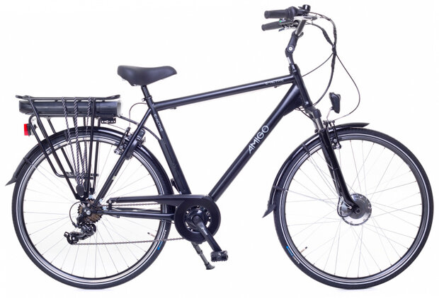 E-Active 28 Inch 56 cm Heren 7V V-Brakes Matzwart