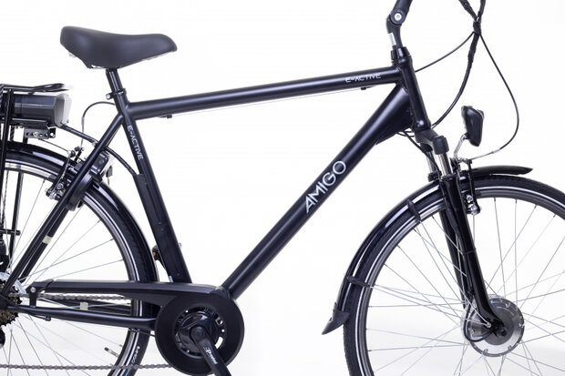 E-Active 28 Inch 56 cm Heren 7V V-Brakes Matzwart