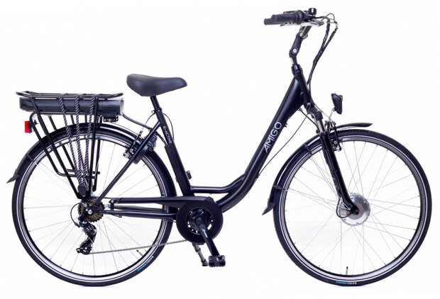 E-Active 28 Inch 50 cm Dames 7V V-Brakes Matzwart