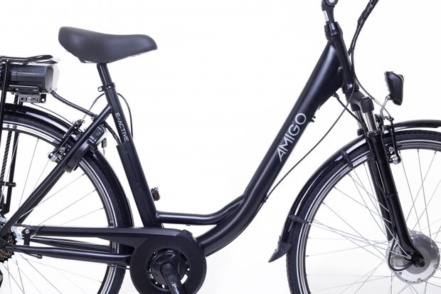 E-Active 28 Inch 50 cm Dames 7V V-Brakes Matzwart