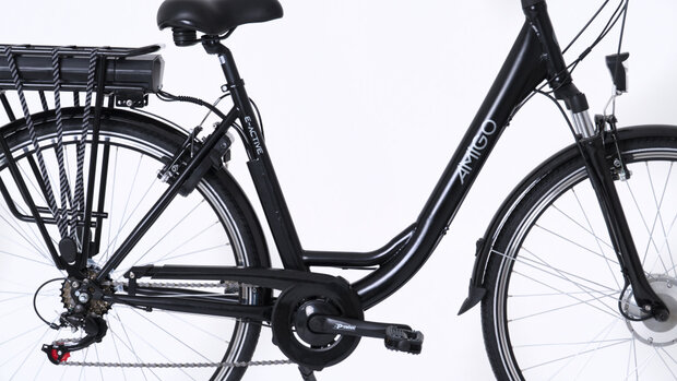 E-Active 28 Inch 50 cm Dames 7V V-Brakes Matzwart