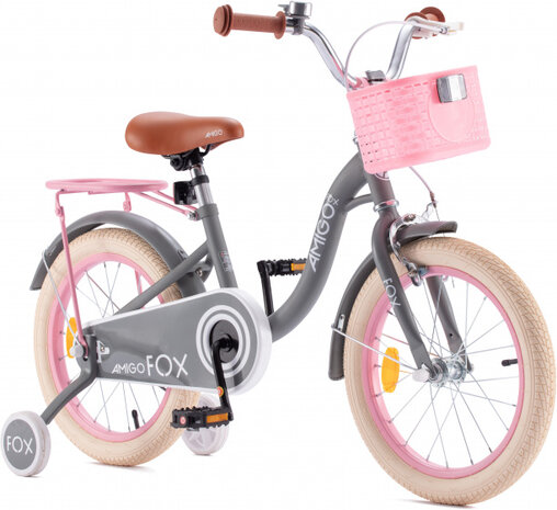 Fox 12 Inch 20 cm Meisjes Terugtraprem Grijs
