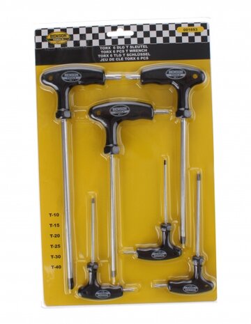 torxset T10-T15-T20-T25-T30-T40 zwart/zilver 6-delig