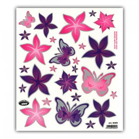 Fietsstickers Bloemen en Vlinders 24 X 20 cm