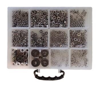 Assortimentbox 12 vakken RVS ringen/moeren (226410)