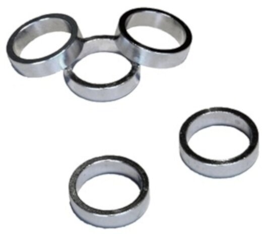 Balhoofdring 1 Inch 8mm Aluminium Zilver 5 Stuks