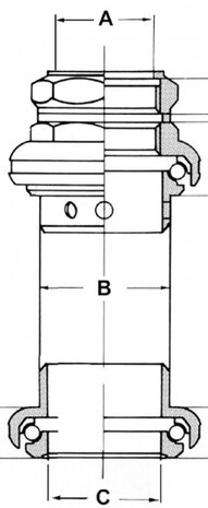 Balhoofd Cartridge Set Seiki Aluminium Zwart 1 Inch