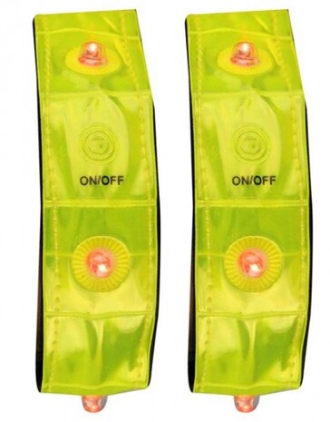 Reflecterende sportarmbanden geel 42 cm 2 stuks