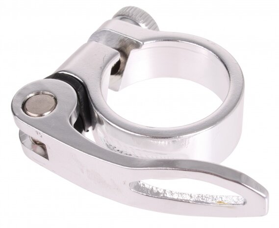 Zadelpenklem met snelspanner 31,8 mm zilver