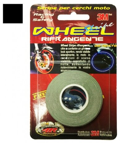 Wiel reflectietape 5 mm x 6 m zwart