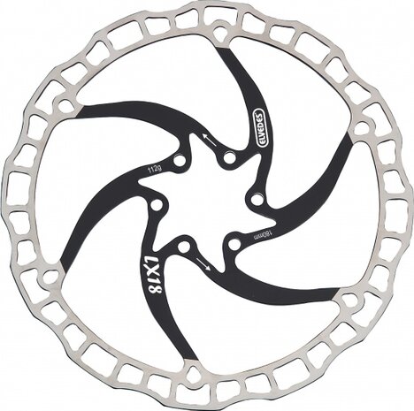 remschijf 180 mm 6 gaats zwart/zilver staal