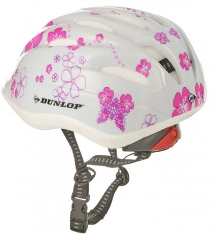 Fietshelm kind bloemen maat 48/52 cm wit/roze