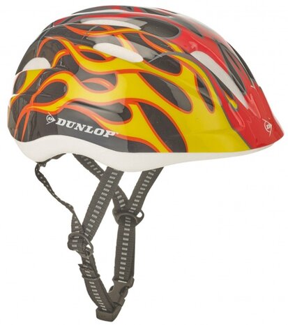 Fietshelm kind vlammen maat 48-52 cm zwart/geel
