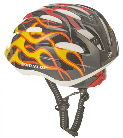 Fietshelm kind vlammen maat 48-52 cm zwart/geel