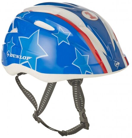 Fietshelm kind streep maat 48/52 cm blauw/wit