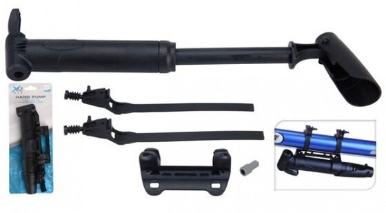 mini fietspomp met houder 19,5 cm zwart