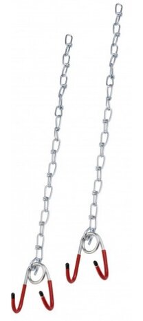 ophangkettingen met haken rood/zilver 2 stuks