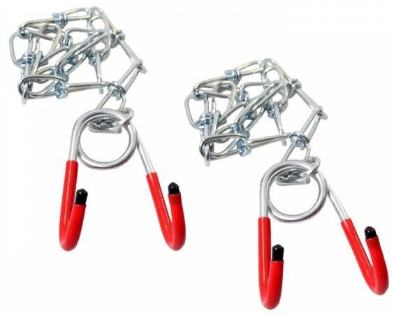 ophangkettingen met haken rood/zilver 2 stuks