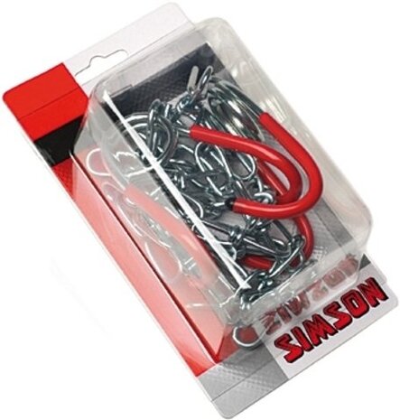ophangkettingen met haken rood/zilver 2 stuks