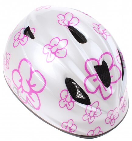 fietshelm Flowers zilver maat 46/52 cm