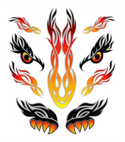 fietsstickers Eyes Tribal zwart/oranje