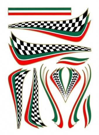 fietsstickers Italian Checker groen/wit/rood