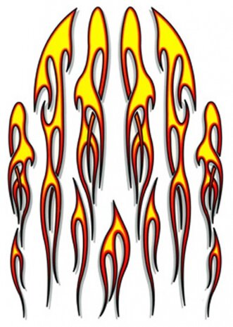 fietsstickers STK. Flames geel/oranje