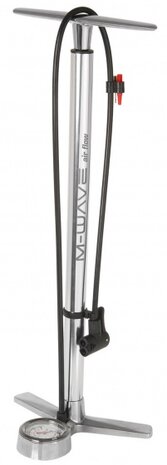fietspomp met manometer aluminium 61 cm zilver