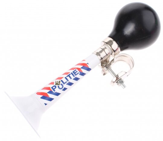 metalen fietstoeter Politie wit 18 cm