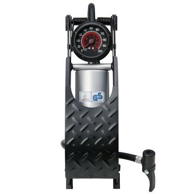 voetpomp met manometer Deluxe 7 bar staal zwart
