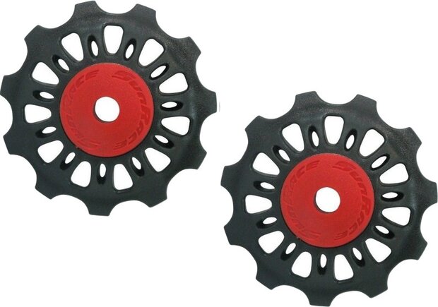 derailleurwieltjes SP856 11 tanden 2 stuks zwart/rood