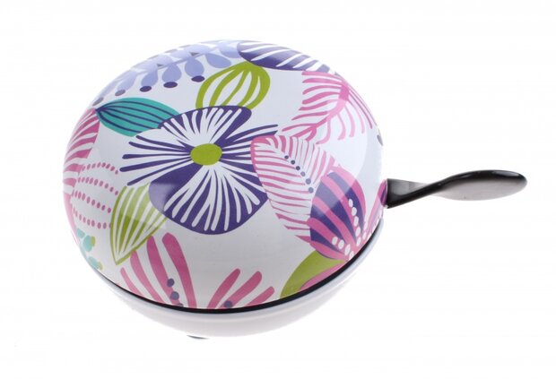 fietsbel ding-dong bloemen 80 mm wit/paars