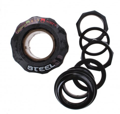 balhoofdstel semi-ge&iuml;ntegreerd stuurslot 1 1/8 inch zwart