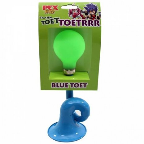 fietstoeter Posthoorn 17 cm staal blauw/groen