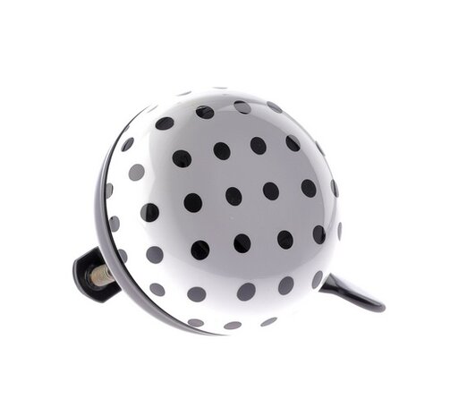 fietsbel Dots ding-dong staal 60 mm wit/zwart