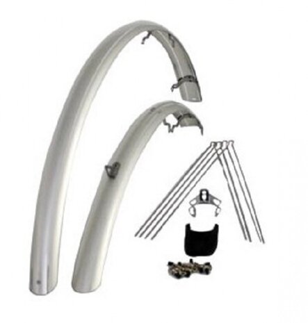 spatbordenset Sporty 26 inch 58 mm zilver