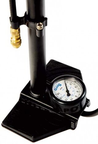 fietspomp One met manometer zwart/blauw