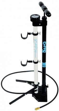 fietspomp en fietsstandaard Hybrid met manometer