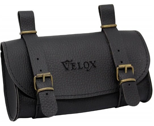 zadeltas Vintage 0,6 liter skai-leder 17cm zwart