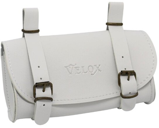 zadeltas Vintage 0,6 liter skai-leder 17cm wit