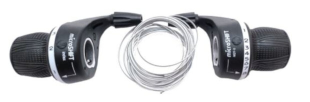 draaiversteller-set Microshift 3 x 8 speed zwart
