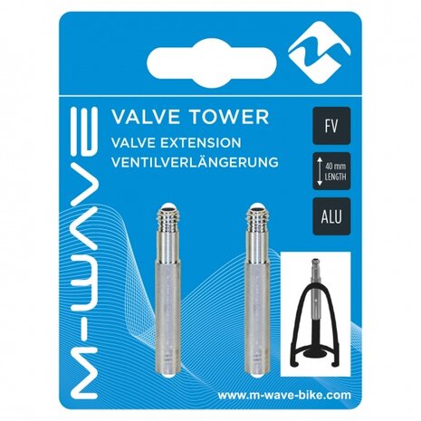 ventielverlenger FV 40 mm aluminium zilver 2 stuks