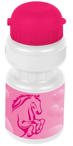 bidon met houder Paard 300 ml meisjes roze/wit