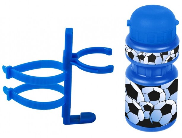 bidon met houder Voetbal 300 ml jongens blauw