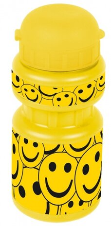 bidon met houder Smile 300 ml junior geel/zwart